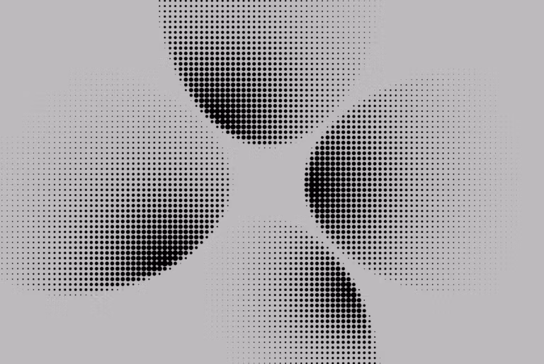 Abstract black and white halftone dot pattern representing AI-driven catalog visibility